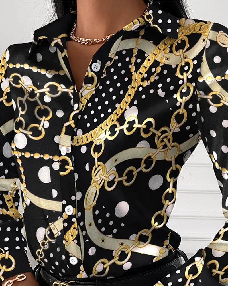2026 Summer New Women's Long-sleeved Shirt, Single-breasted Printed Shirts Fashion Casual Tops Camisa Female Chemise S-XXL