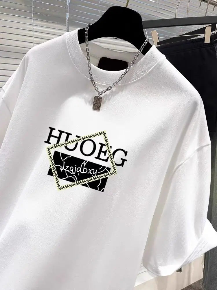 Women's Clothing European Style Pure Cotton Short Sleeve T-shirt Summer Casual Loose O-neck Printing Top Tee Lady Basic Pullover