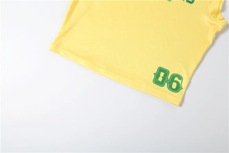 Weird Puss Casual Sporty 2 Piece Set Woman Summer Trend Letter Print V-Neck Tank Tops+Drawstring Shorts Daily Simple Tracksuits