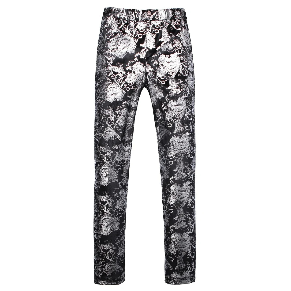 2026 Men's Luxury Gold Stamping Floral Suit Pants Casual Flat Front Expandable Waist Trousers Men's Party Wedding Prom Pantalon