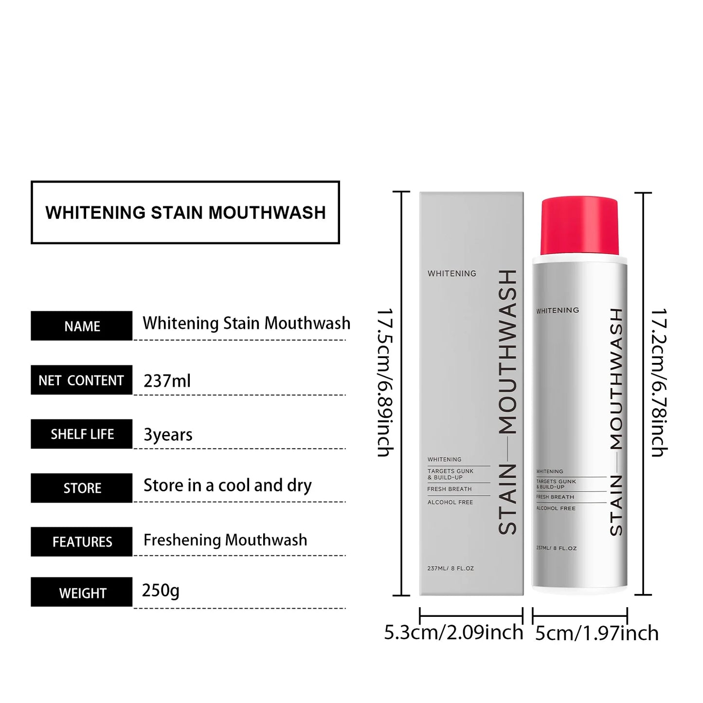 Instantly Fresh Mouthwash Fast Eliminate Oral Odor Clean Mouth Dirt Protect Oral Health Gentle Non-Irritating Menthol Mouthwash
