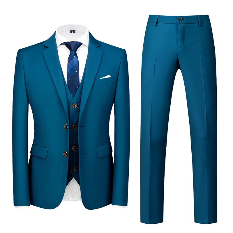 2026 Men's Purple Three Piece Set: Wedding/party/office Slim Fit Suit Jacket, Paired with Vest and Pants.European Sizes XXXS-XXL
