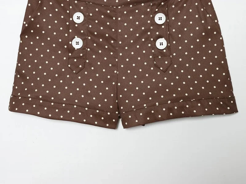 MUJER Polka Dot Crop Top Woman Summer Button Short Tops Woman Holiday Sleeveless Tops Women Set Streetwear Tank Women's Tops