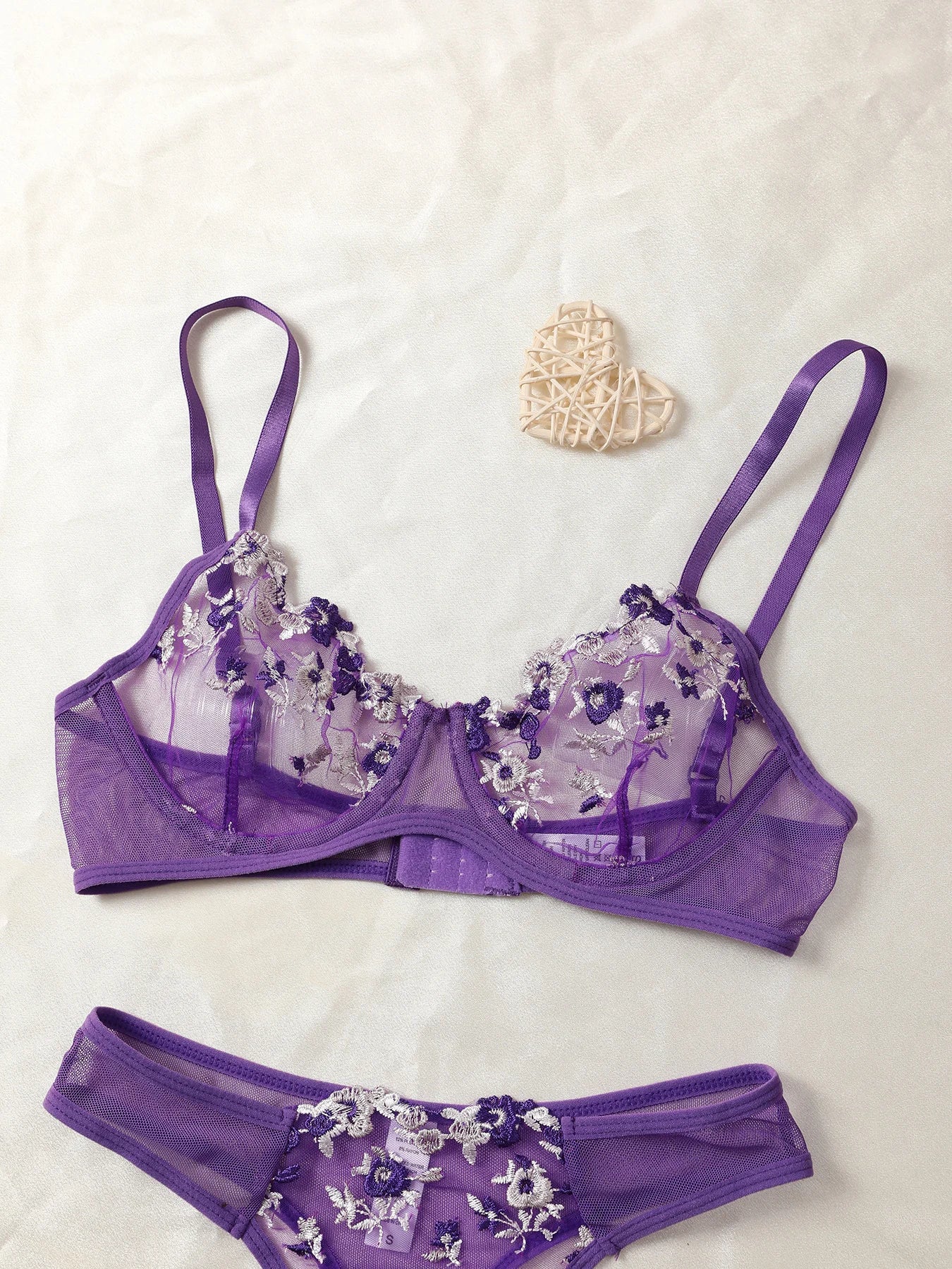 Purple Fancy Lingerie Set Female Underwear Embroidery Flower Bra And Panty Sets Women Outfits