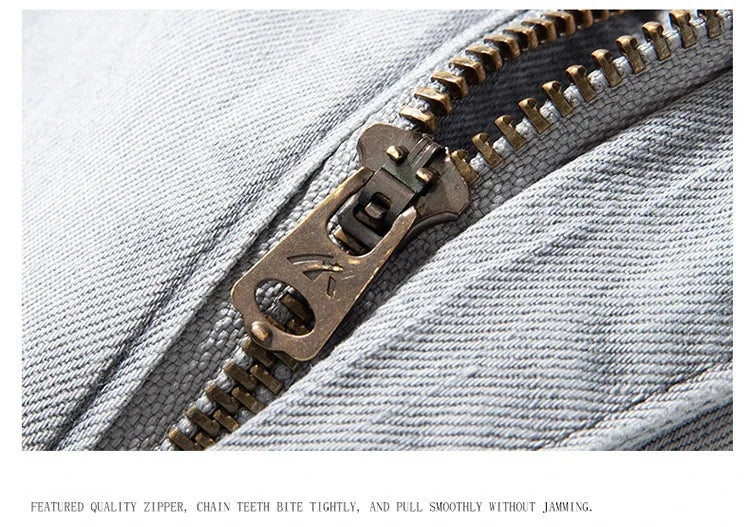 2024 New in Streetwear New Men's Light Gray Thin Slim Fit Jeans  Business Stretch Denim Trousers Male Pants
