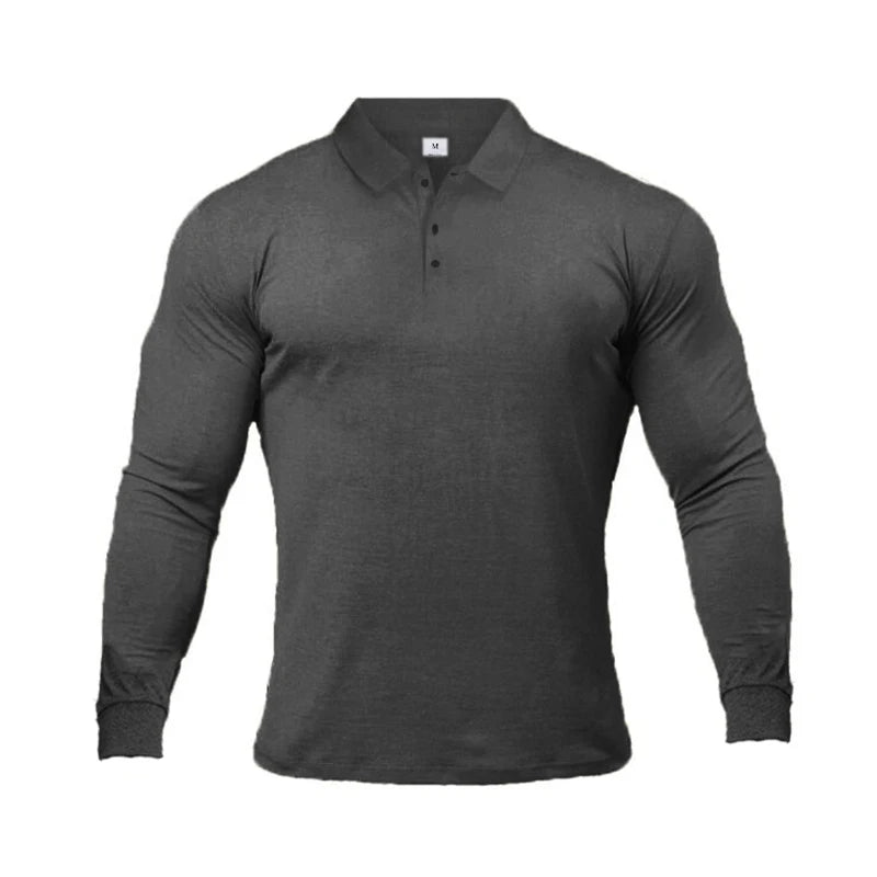 New Autumn Men Polo Shirt Brand Fashion Clothing Stretch Cotton Men Business Polo Shirt Male Long Sleeve Breathable Polo Shirt