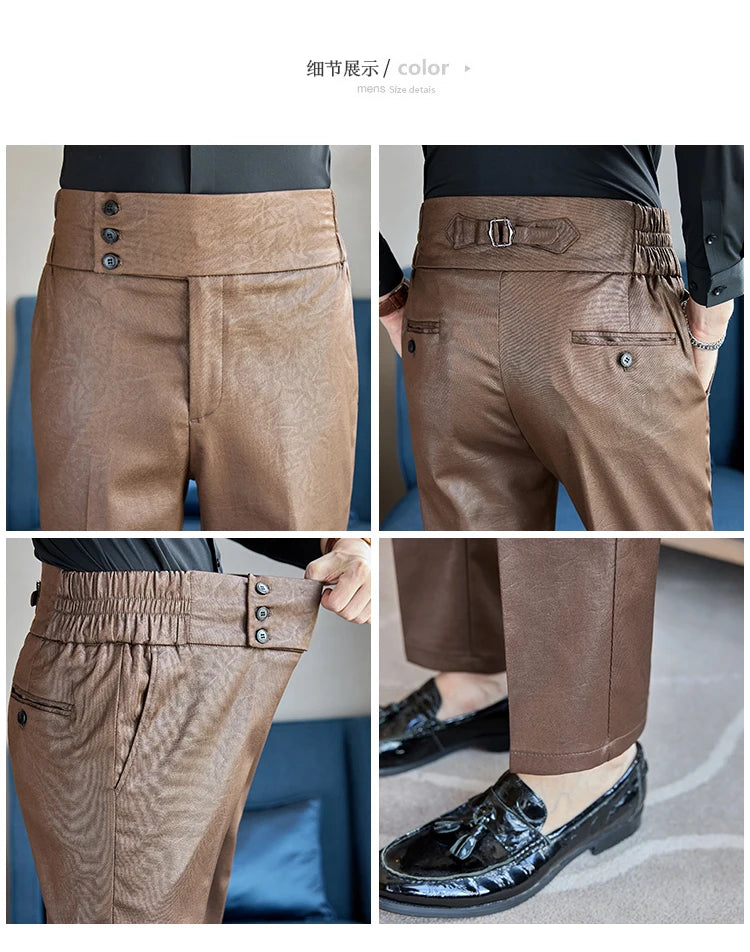 Men's Fashionable and High-end Jacquard Design High Waisted Suit Pants Men's Business Wedding Office Formal Social Pants
