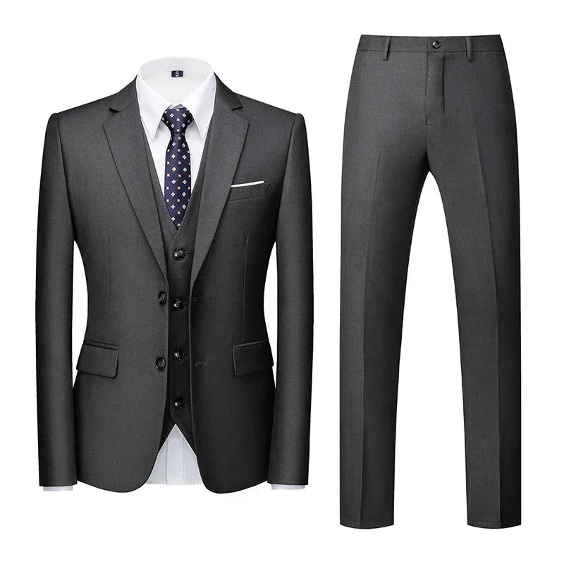 2026 Men's Purple Three Piece Set: Wedding/party/office Slim Fit Suit Jacket, Paired with Vest and Pants.European Sizes XXXS-XXL
