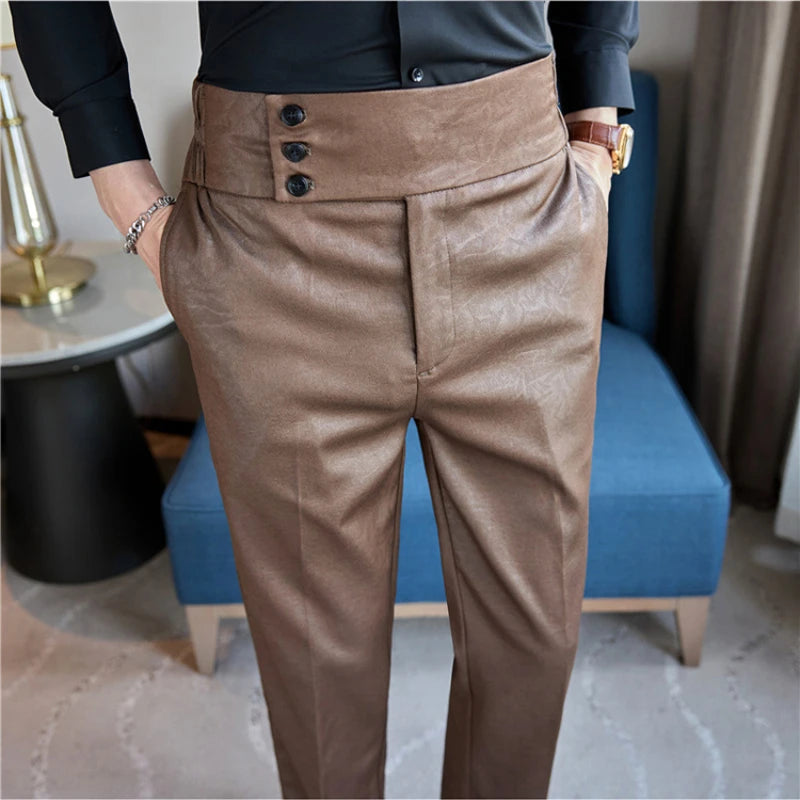 Men's Fashionable and High-end Jacquard Design High Waisted Suit Pants Men's Business Wedding Office Formal Social Pants