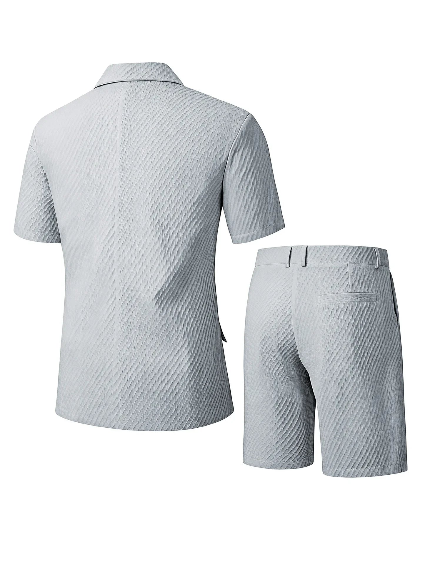 Men Suit Set Summer British Style Solid Color Short Sleeve Male Outfit Slim Breathable Business Wedding Man 2-piece Suit