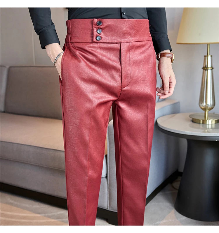 Men's Fashionable and High-end Jacquard Design High Waisted Suit Pants Men's Business Wedding Office Formal Social Pants