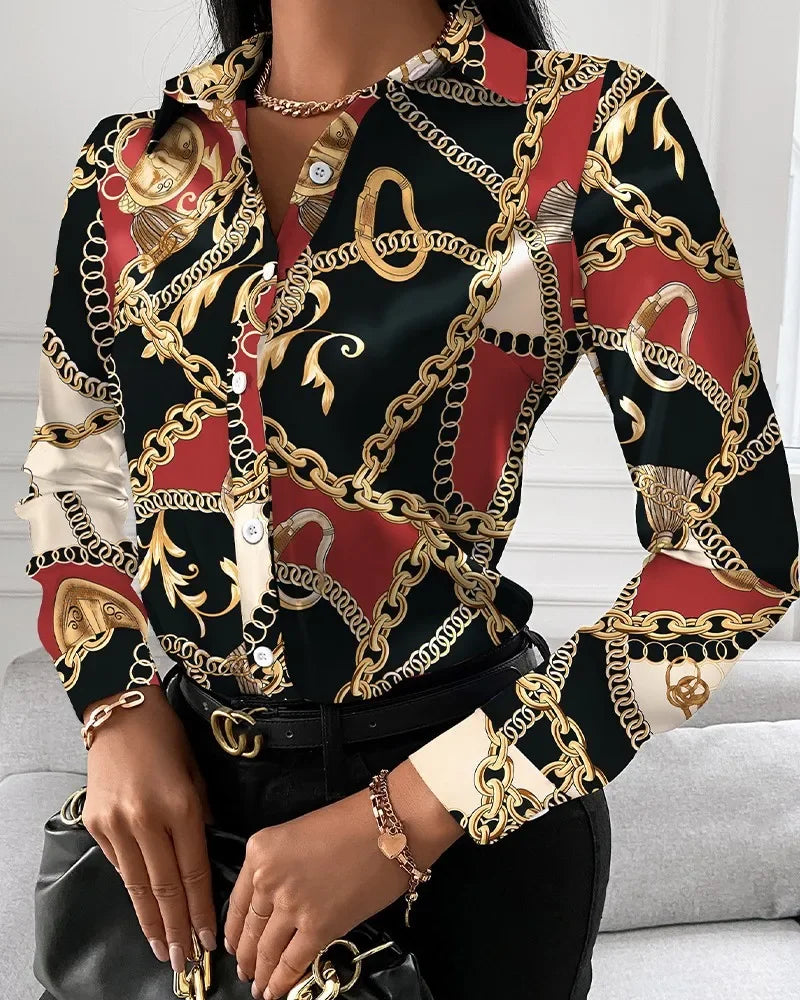 2026 Summer New Women's Long-sleeved Shirt, Single-breasted Printed Shirts Fashion Casual Tops Camisa Female Chemise S-XXL