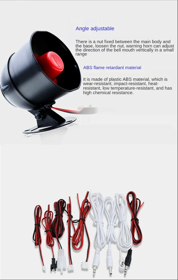 Car Alarm Horn Siren Voice Megaphone 12v15w20w Monophonic Six-tone Tweeter Speaker Sicurity Camara 2 Way Talk Speakers