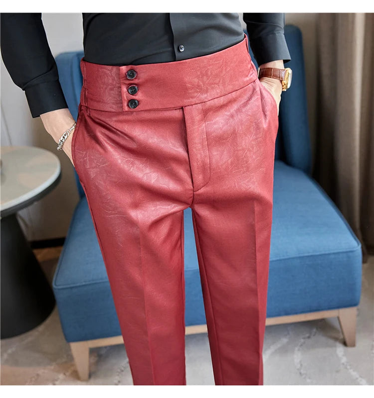 Men's Fashionable and High-end Jacquard Design High Waisted Suit Pants Men's Business Wedding Office Formal Social Pants