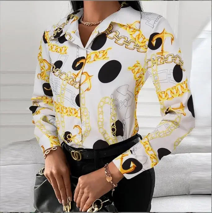 2026 Summer New Women's Long-sleeved Shirt, Single-breasted Printed Shirts Fashion Casual Tops Camisa Female Chemise S-XXL