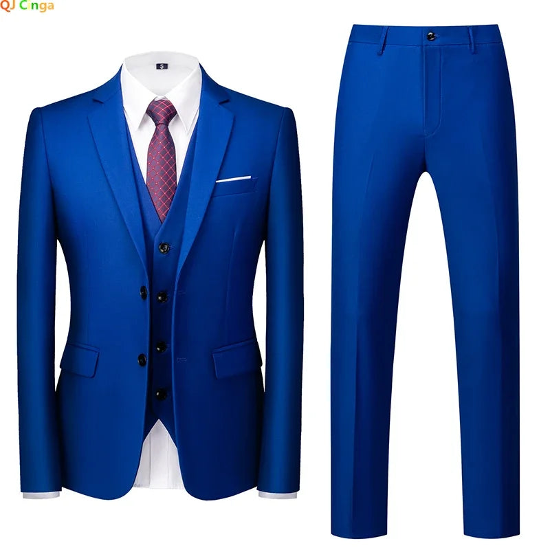 2026 Men's Purple Three Piece Set: Wedding/party/office Slim Fit Suit Jacket, Paired with Vest and Pants.European Sizes XXXS-XXL