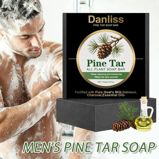 Mens Pine Tar Soap Bar Deep Cleansing Bath Bar Soap with Natural Pine Tar, Smell Fresh Moisturizing Exfoliating Face & Body Wash