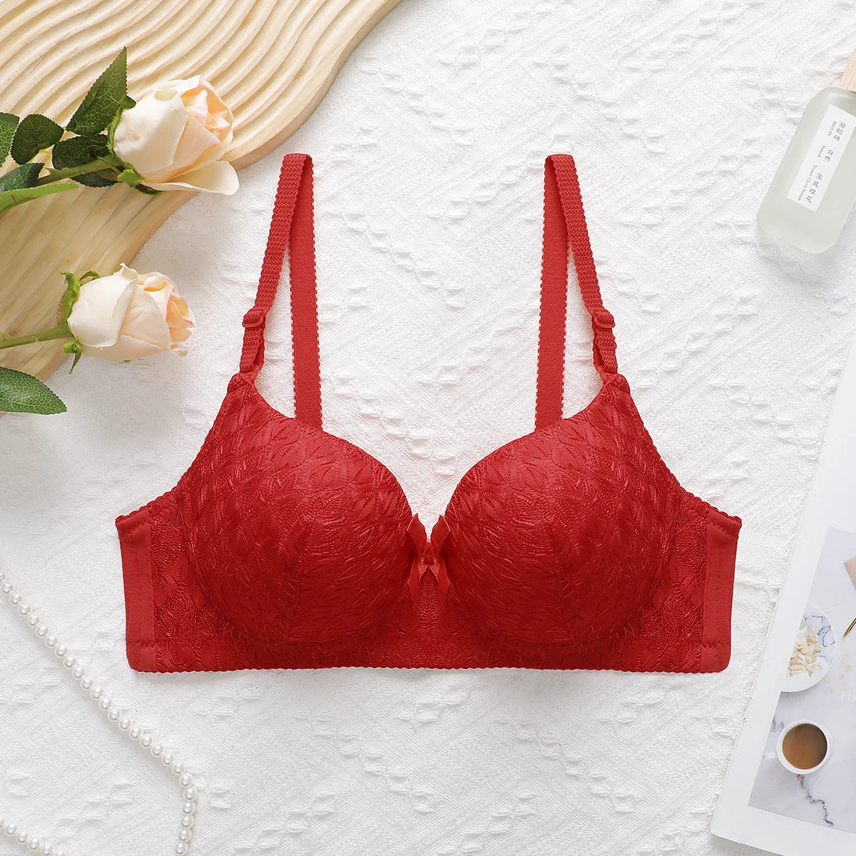 Women Underwire Lace Bra Sexy Push Up Bralette with Matching Panty Everyday Comfort Lingerie solid color brassere size S-XL D176