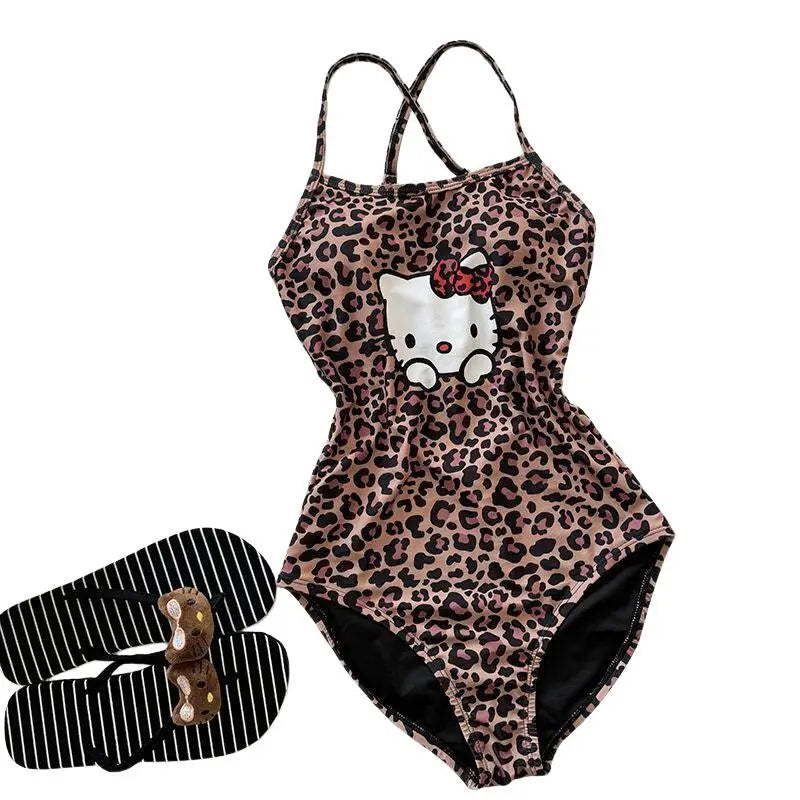 Sanrios Hello Kittys Swimsuit Creativity New Style Cartoon Beach Skirt Hot Selling Girls Ins Holiday Gifts Sweet Sling Backless