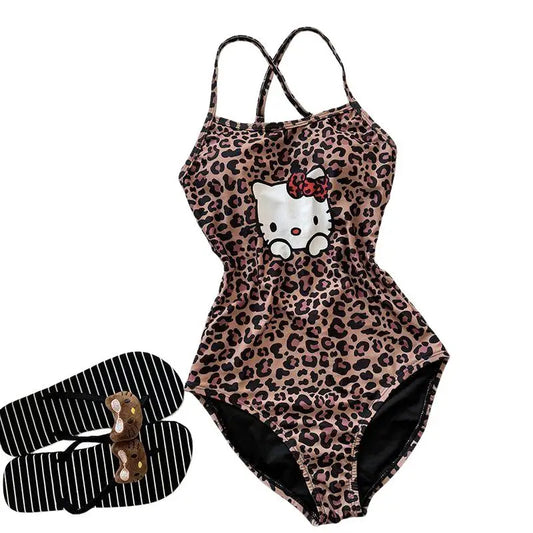 Sanrios Hello Kittys Swimsuit Creativity New Style Cartoon Beach Skirt Hot Selling Girls Ins Holiday Gifts Sweet Sling Backless