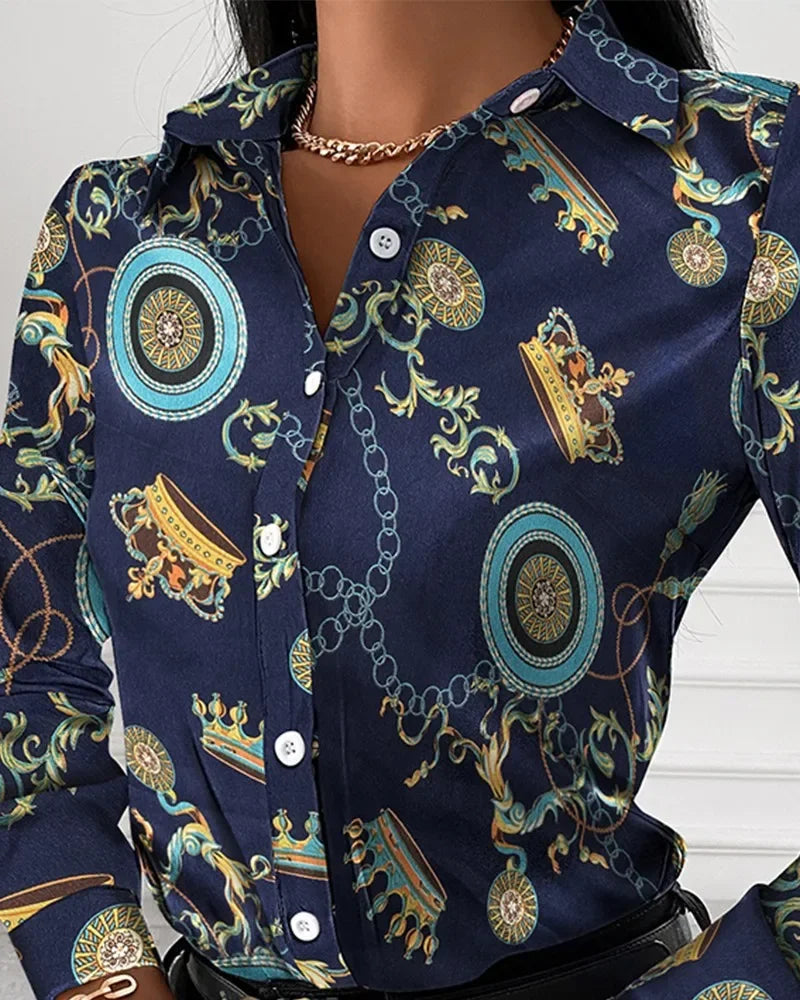 2026 Summer New Women's Long-sleeved Shirt, Single-breasted Printed Shirts Fashion Casual Tops Camisa Female Chemise S-XXL