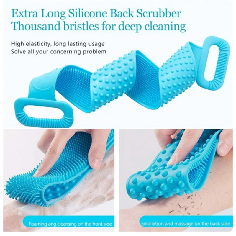 4/2/1PCS Body Sponge Silicone Brushes Bath Towels Scrubber Rubbing Back Peeling Massage Shower Belt Extended Skin Clean Brushes