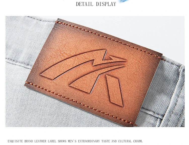 2024 New in Streetwear New Men's Light Gray Thin Slim Fit Jeans  Business Stretch Denim Trousers Male Pants