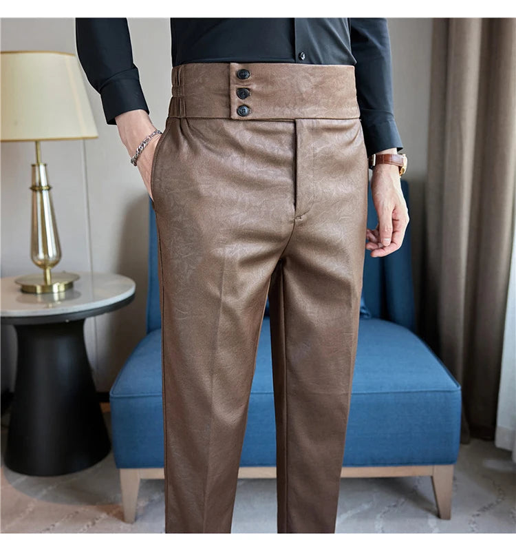Men's Fashionable and High-end Jacquard Design High Waisted Suit Pants Men's Business Wedding Office Formal Social Pants