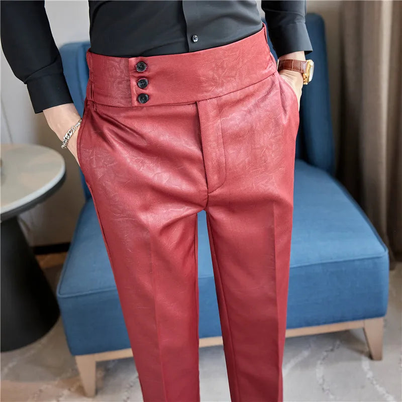 Men's Fashionable and High-end Jacquard Design High Waisted Suit Pants Men's Business Wedding Office Formal Social Pants