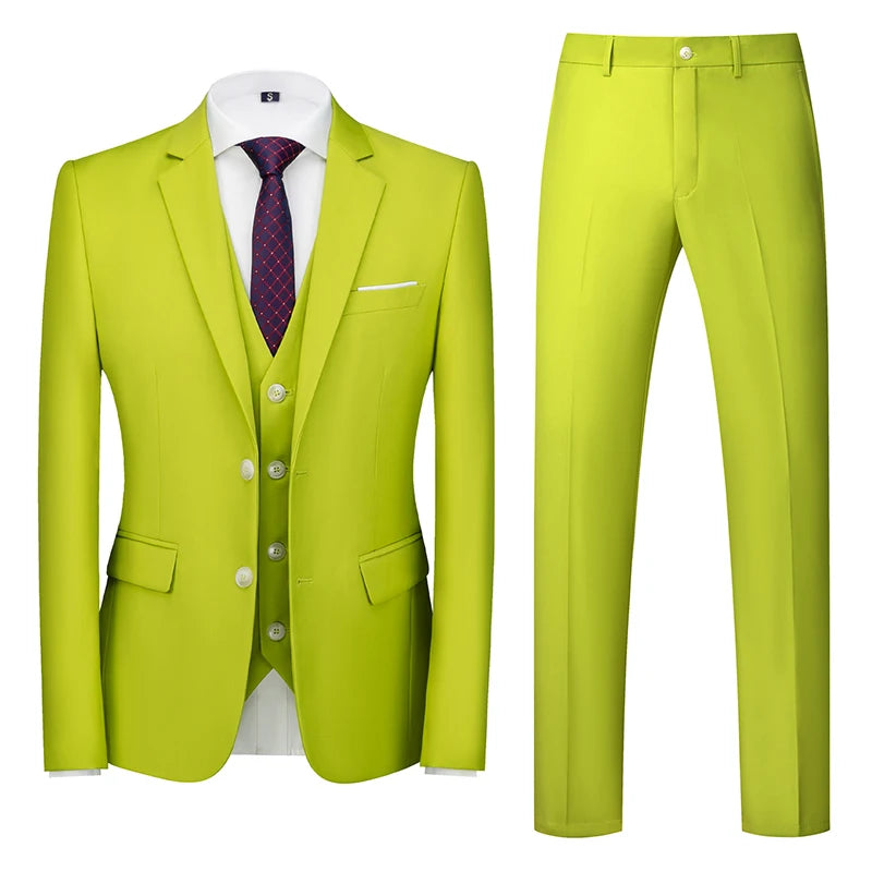 2026 Men's Purple Three Piece Set: Wedding/party/office Slim Fit Suit Jacket, Paired with Vest and Pants.European Sizes XXXS-XXL
