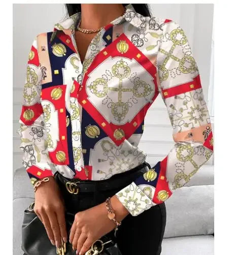 2026 Summer New Women's Long-sleeved Shirt, Single-breasted Printed Shirts Fashion Casual Tops Camisa Female Chemise S-XXL