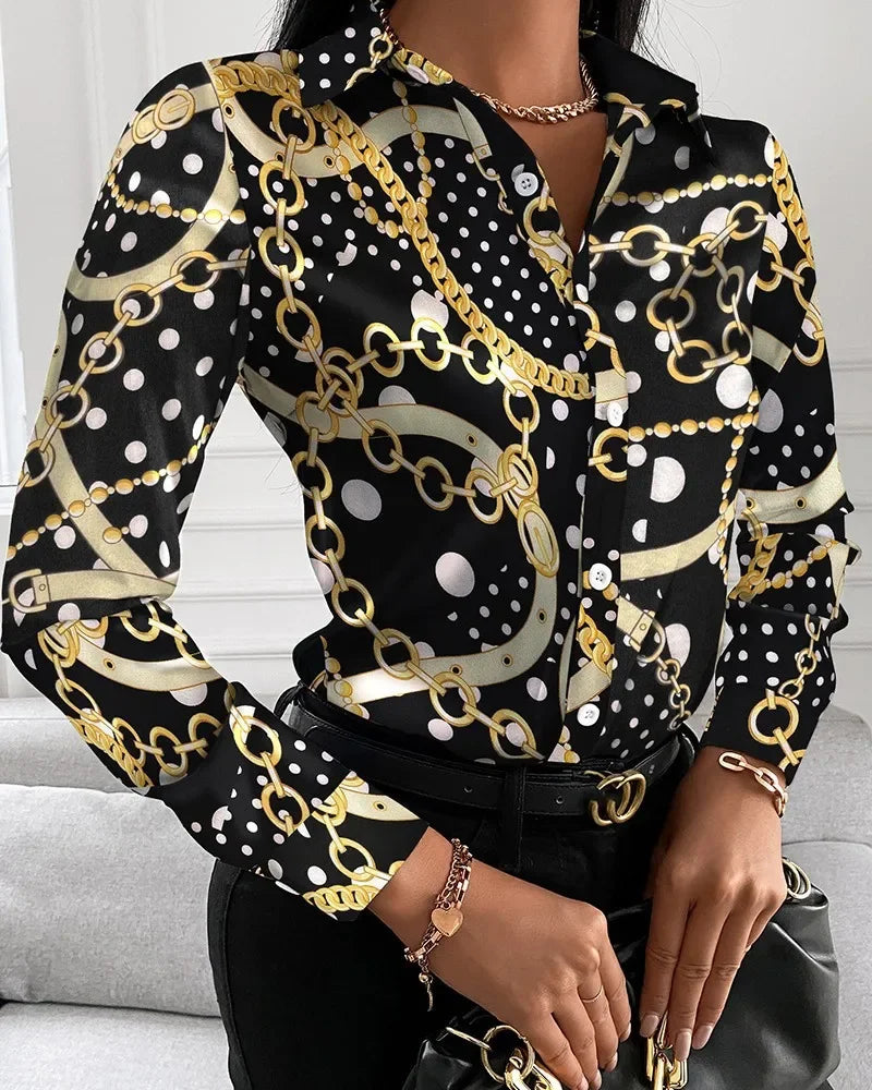 2026 Summer New Women's Long-sleeved Shirt, Single-breasted Printed Shirts Fashion Casual Tops Camisa Female Chemise S-XXL