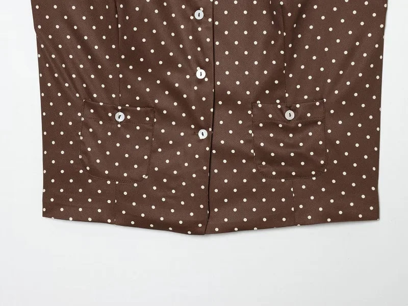 MUJER Polka Dot Crop Top Woman Summer Button Short Tops Woman Holiday Sleeveless Tops Women Set Streetwear Tank Women's Tops