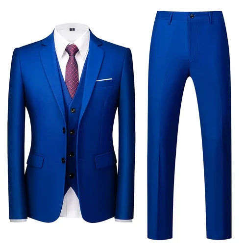 2026 Men's Purple Three Piece Set: Wedding/party/office Slim Fit Suit Jacket, Paired with Vest and Pants.European Sizes XXXS-XXL
