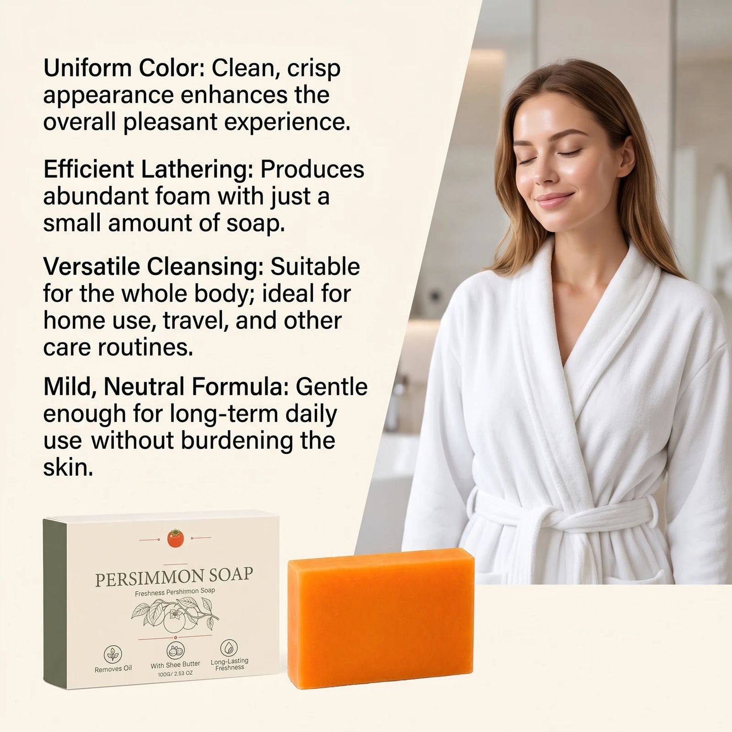 Persimmon Soap Reduce Body Sweat Smell Improve Skin Dryness Natural Deodorant Soap Japanese Persimmon Soaps For All Skin Types