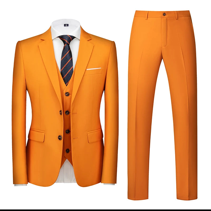 2026 Men's Purple Three Piece Set: Wedding/party/office Slim Fit Suit Jacket, Paired with Vest and Pants.European Sizes XXXS-XXL