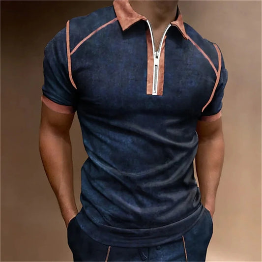 Summer Men Polo Men T Shirts High Quality Short Sleeves Man Pullover Tops Luxury T-shirt Breathable Clothes Casual Zip Clothings