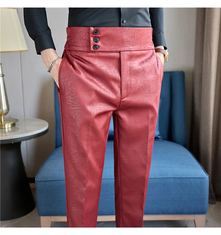 Men's Fashionable and High-end Jacquard Design High Waisted Suit Pants Men's Business Wedding Office Formal Social Pants