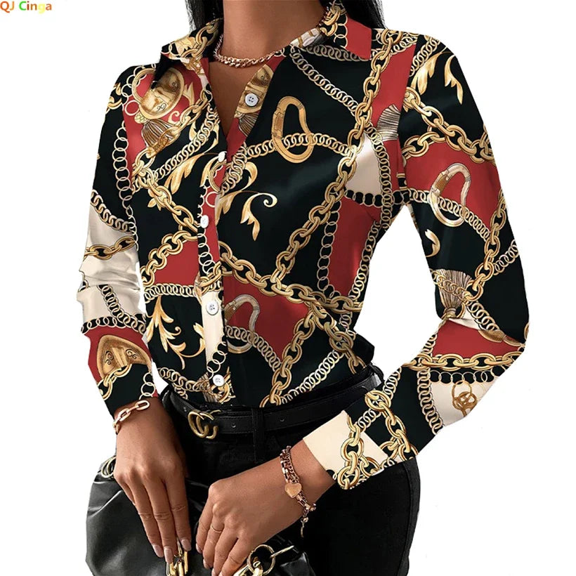 2026 Summer New Women's Long-sleeved Shirt, Single-breasted Printed Shirts Fashion Casual Tops Camisa Female Chemise S-XXL