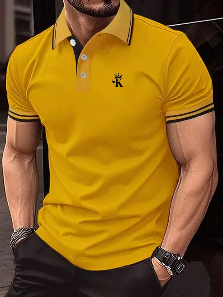 Men's Polo Shirt Golf Shirt Outdoor Casual Polo Collar Classic Short Sleeve Basic Button Front Button-Down Summer Regular Fit