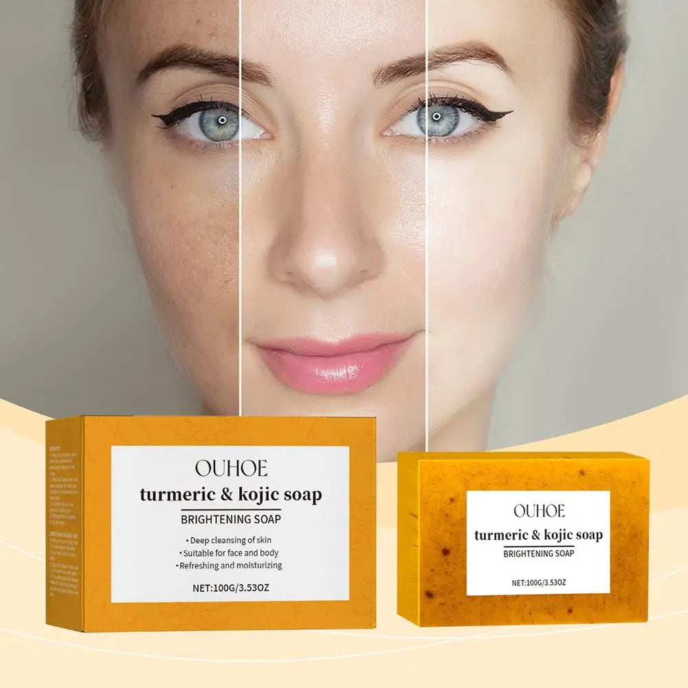 100g Turmeric Soap, Lemon Kojic Acid Soap, Shower And Facial Soap Body Care  Face Cleanser Turmeric  Soap Body and Face Cleaning