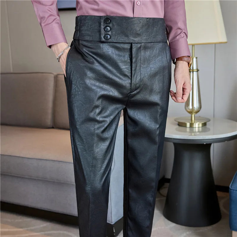 Men's Fashionable and High-end Jacquard Design High Waisted Suit Pants Men's Business Wedding Office Formal Social Pants