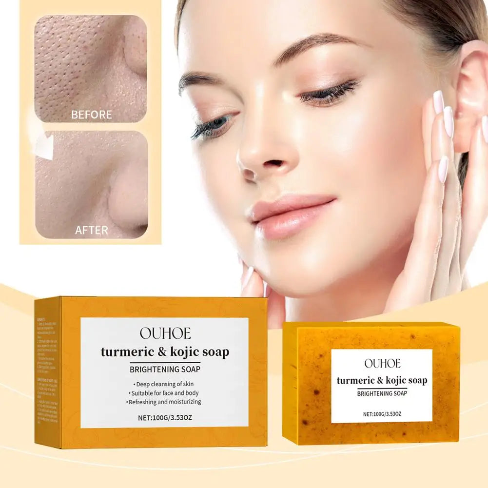 100g Turmeric Soap, Lemon Kojic Acid Soap, Shower And Facial Soap Body Care  Face Cleanser Turmeric  Soap Body and Face Cleaning