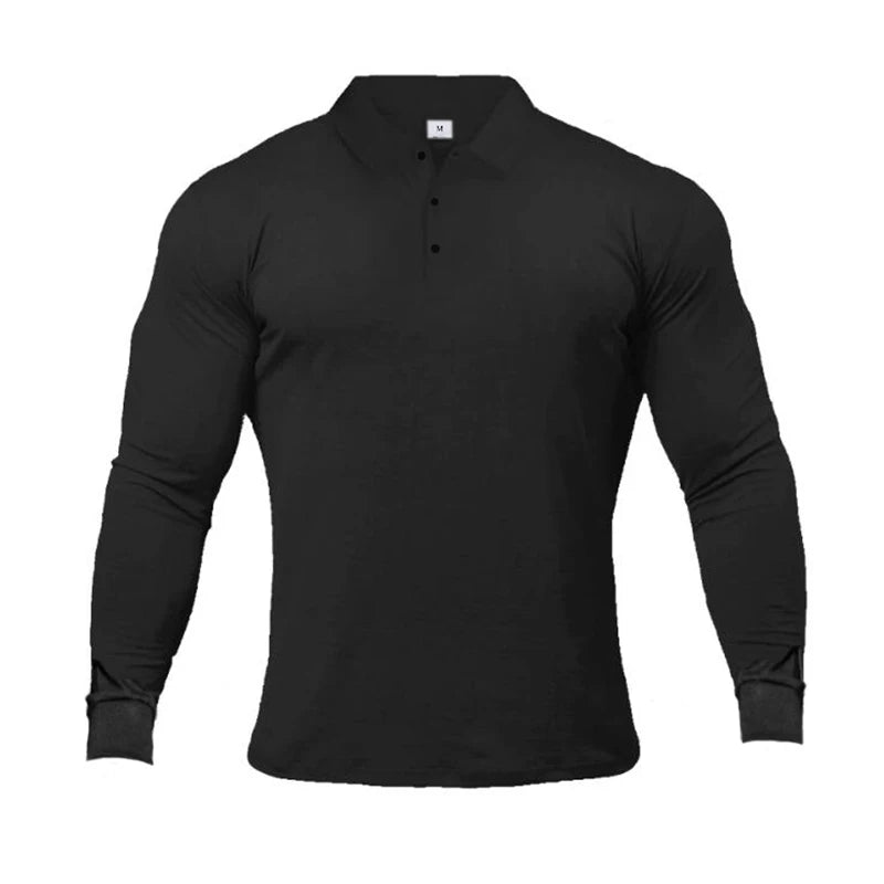 New Autumn Men Polo Shirt Brand Fashion Clothing Stretch Cotton Men Business Polo Shirt Male Long Sleeve Breathable Polo Shirt