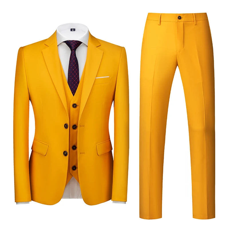 2026 Men's Purple Three Piece Set: Wedding/party/office Slim Fit Suit Jacket, Paired with Vest and Pants.European Sizes XXXS-XXL