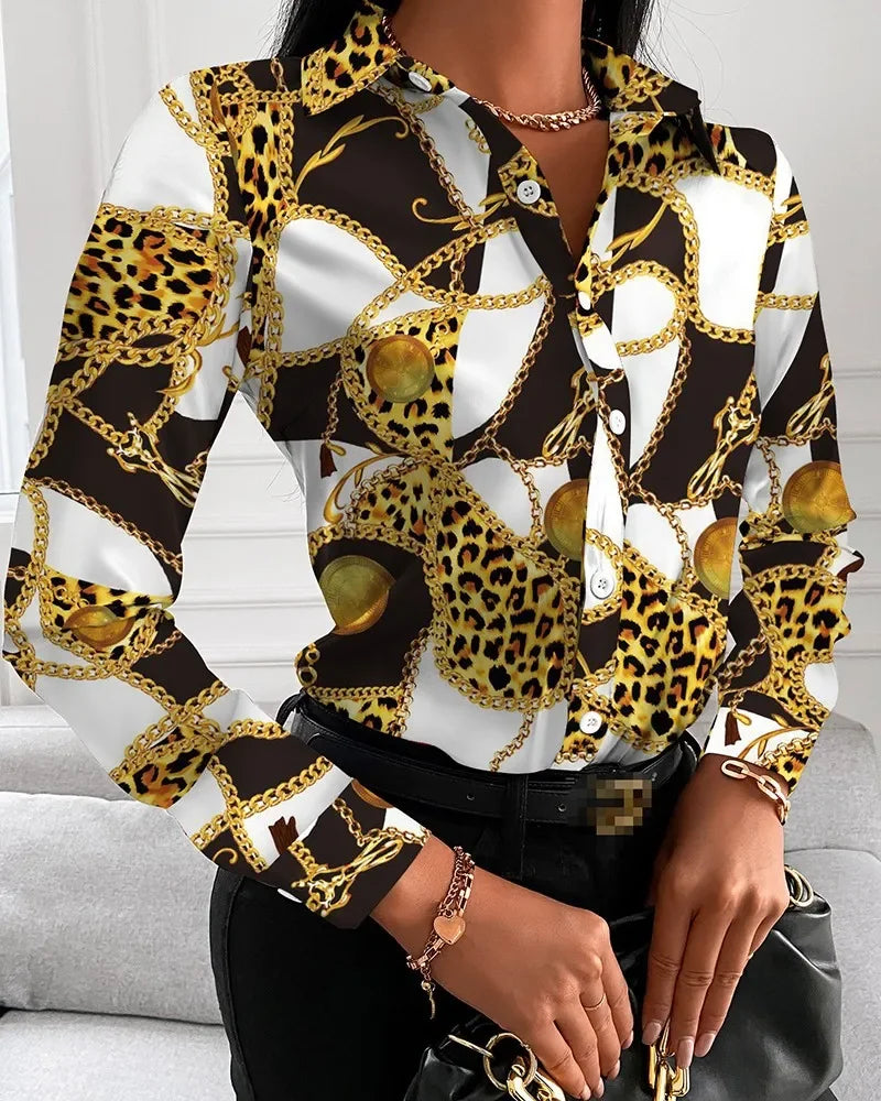 2026 Summer New Women's Long-sleeved Shirt, Single-breasted Printed Shirts Fashion Casual Tops Camisa Female Chemise S-XXL