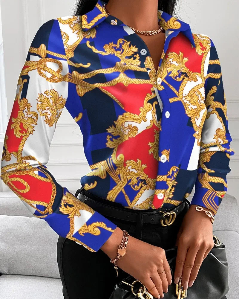 2026 Summer New Women's Long-sleeved Shirt, Single-breasted Printed Shirts Fashion Casual Tops Camisa Female Chemise S-XXL
