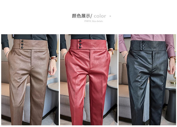 Men's Fashionable and High-end Jacquard Design High Waisted Suit Pants Men's Business Wedding Office Formal Social Pants
