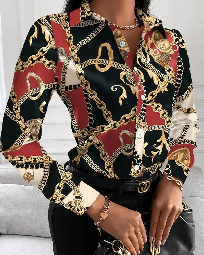 2026 Summer New Women's Long-sleeved Shirt, Single-breasted Printed Shirts Fashion Casual Tops Camisa Female Chemise S-XXL