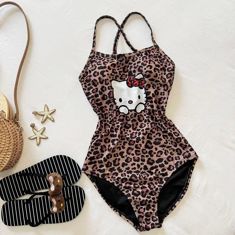 Sanrios Hello Kittys Swimsuit Creativity New Style Cartoon Beach Skirt Hot Selling Girls Ins Holiday Gifts Sweet Sling Backless